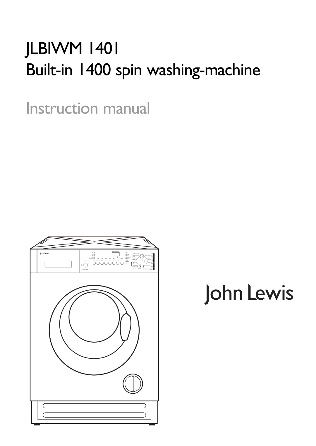 John Lewis JLBIWM1401 instruction manual Jlbiwm 