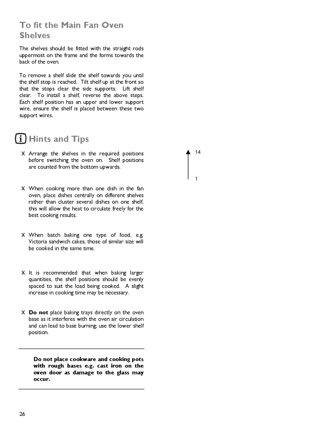 John Lewis JLDUOS705 instruction manual To fit the Main Fan Oven Shelves 