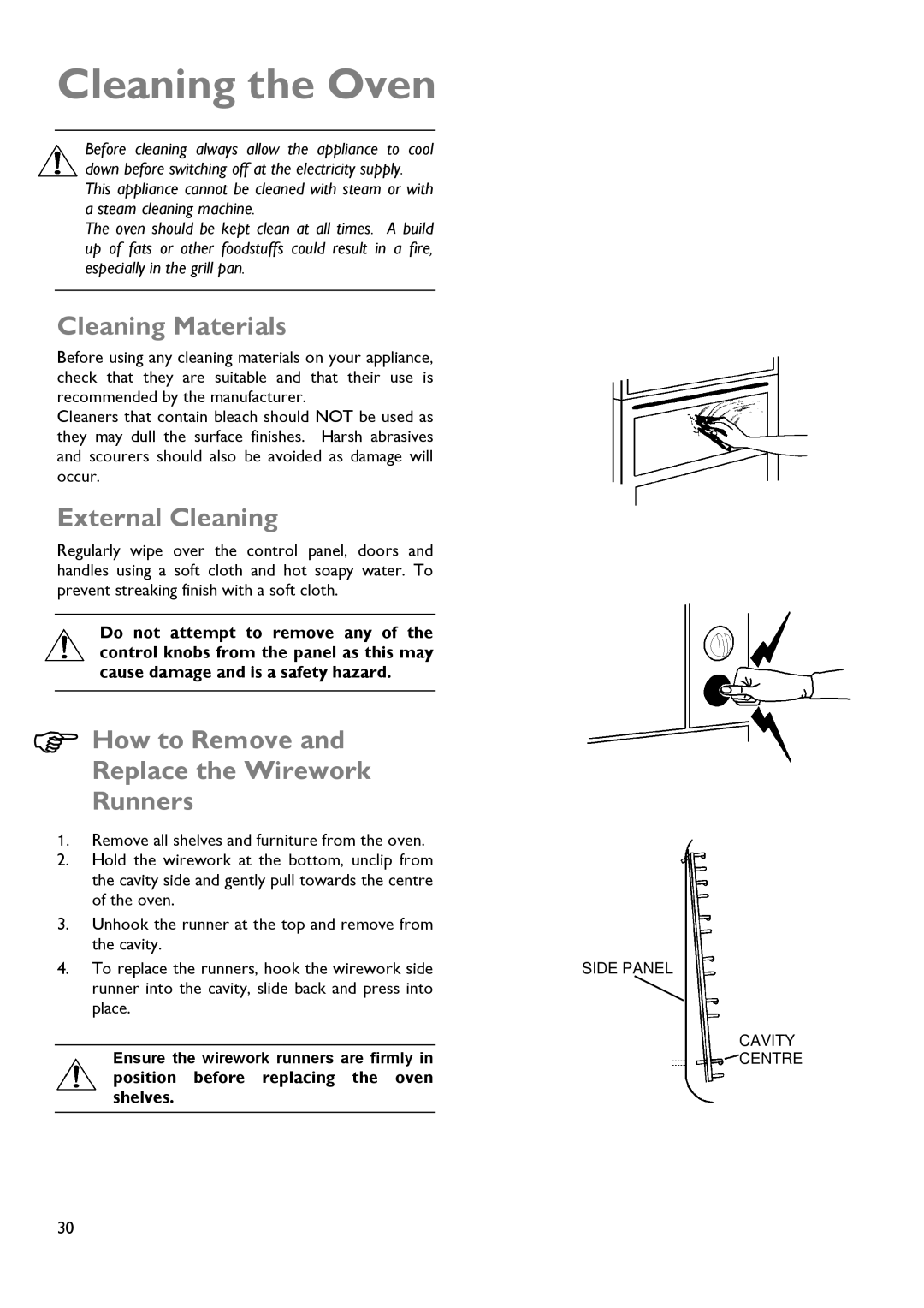 John Lewis JLDUOS705 instruction manual Cleaning the Oven, Cleaning Materials, External Cleaning 