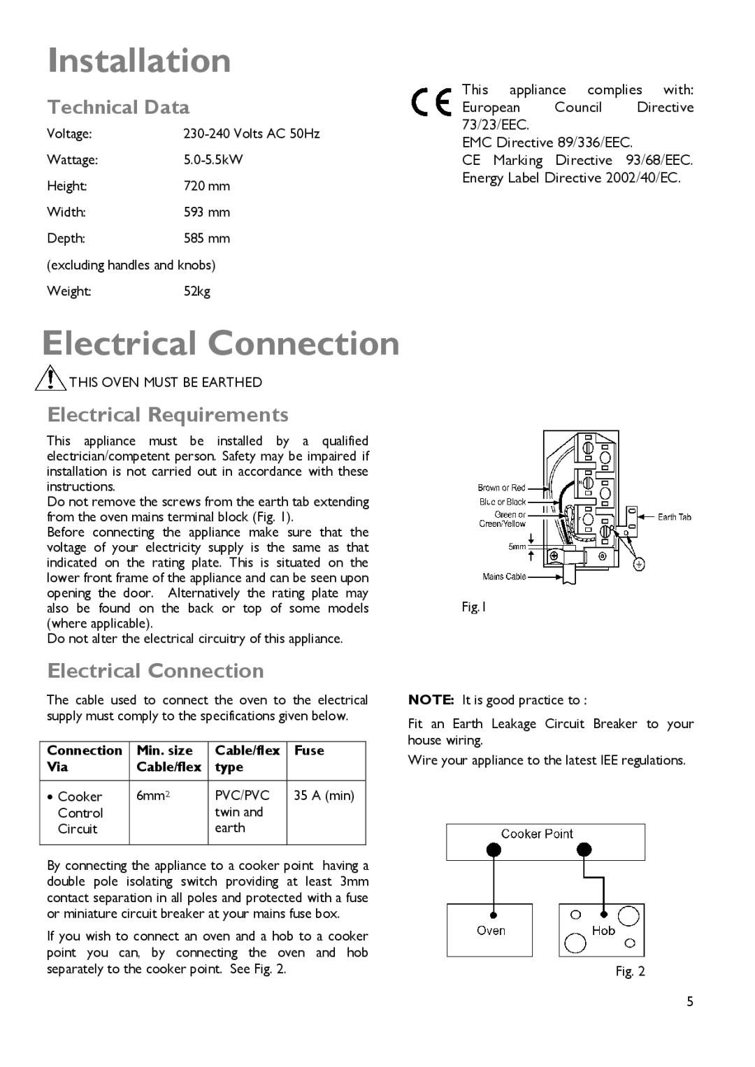 John Lewis JLDUOS705 instruction manual Installation, Electrical Connection, Electrical Requirements, Technical Data 
