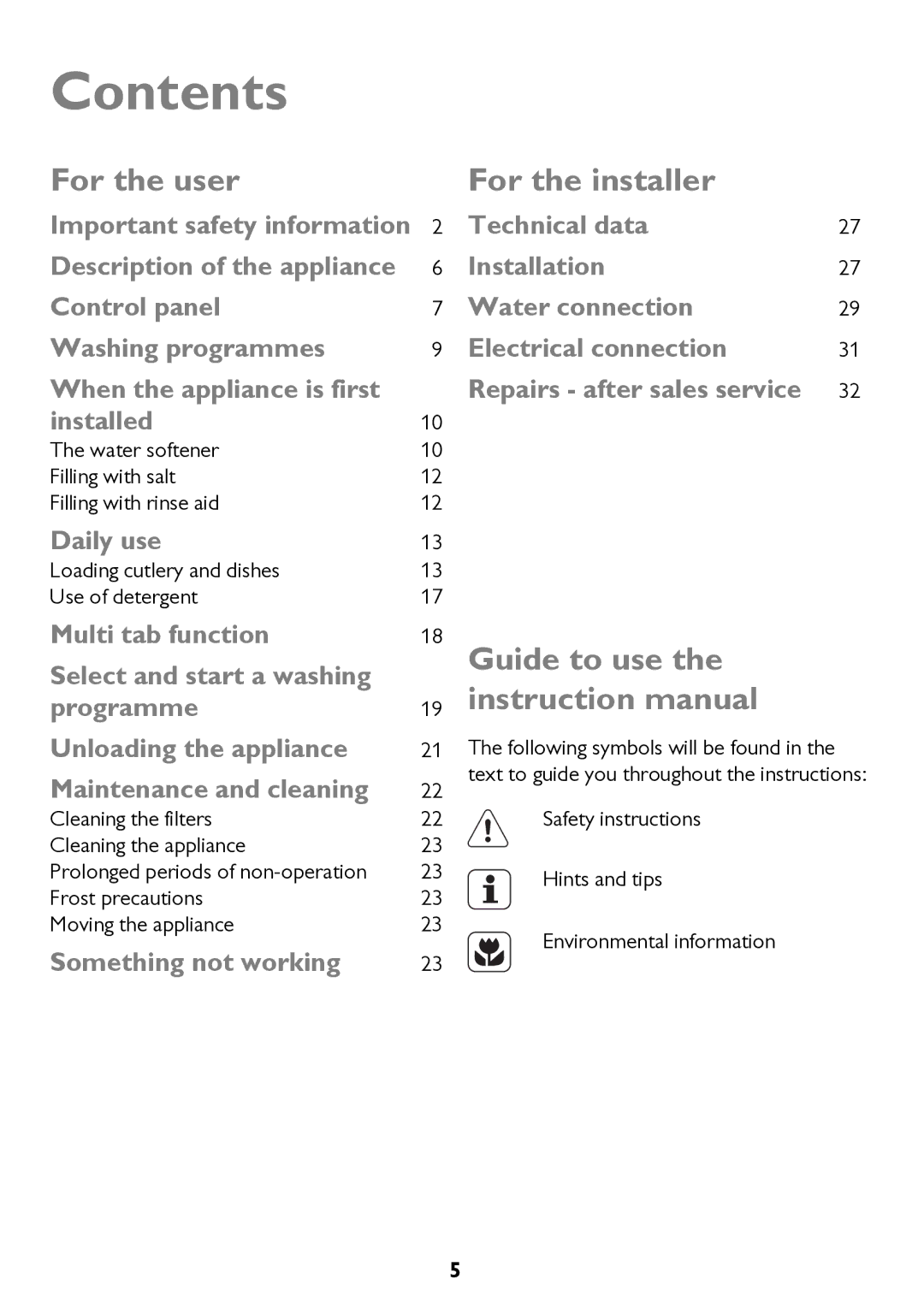 John Lewis JLDW 1221 instruction manual Contents 