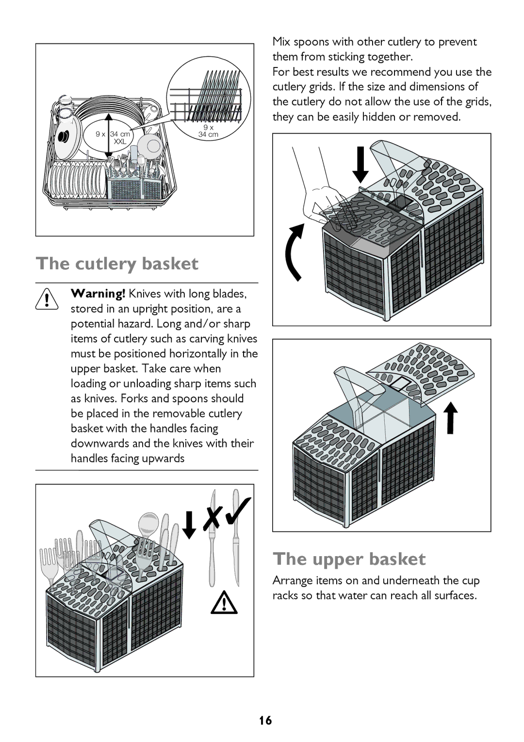 John Lewis JLDW 1225 instruction manual Cutlery basket Upper basket 