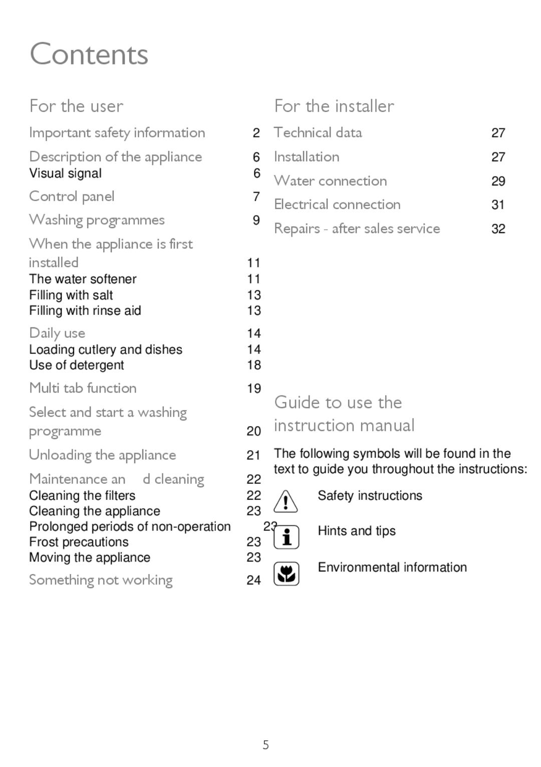 John Lewis JLDW 1225 instruction manual Contents 