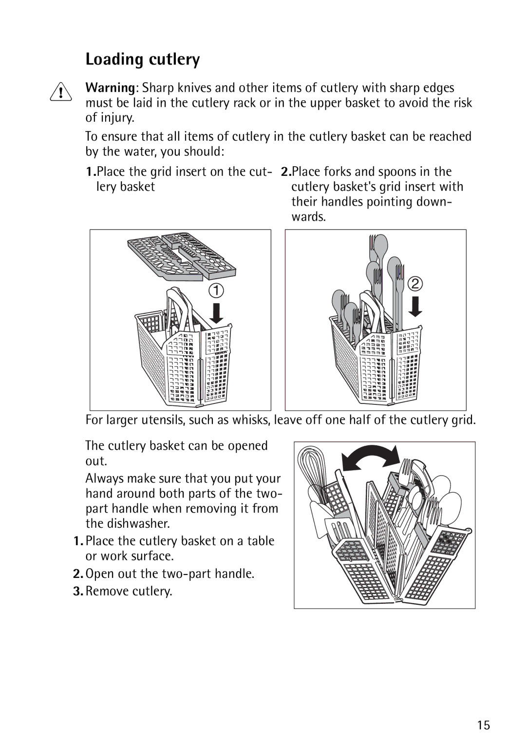 John Lewis JLDWS1202 instruction manual Loading cutlery 