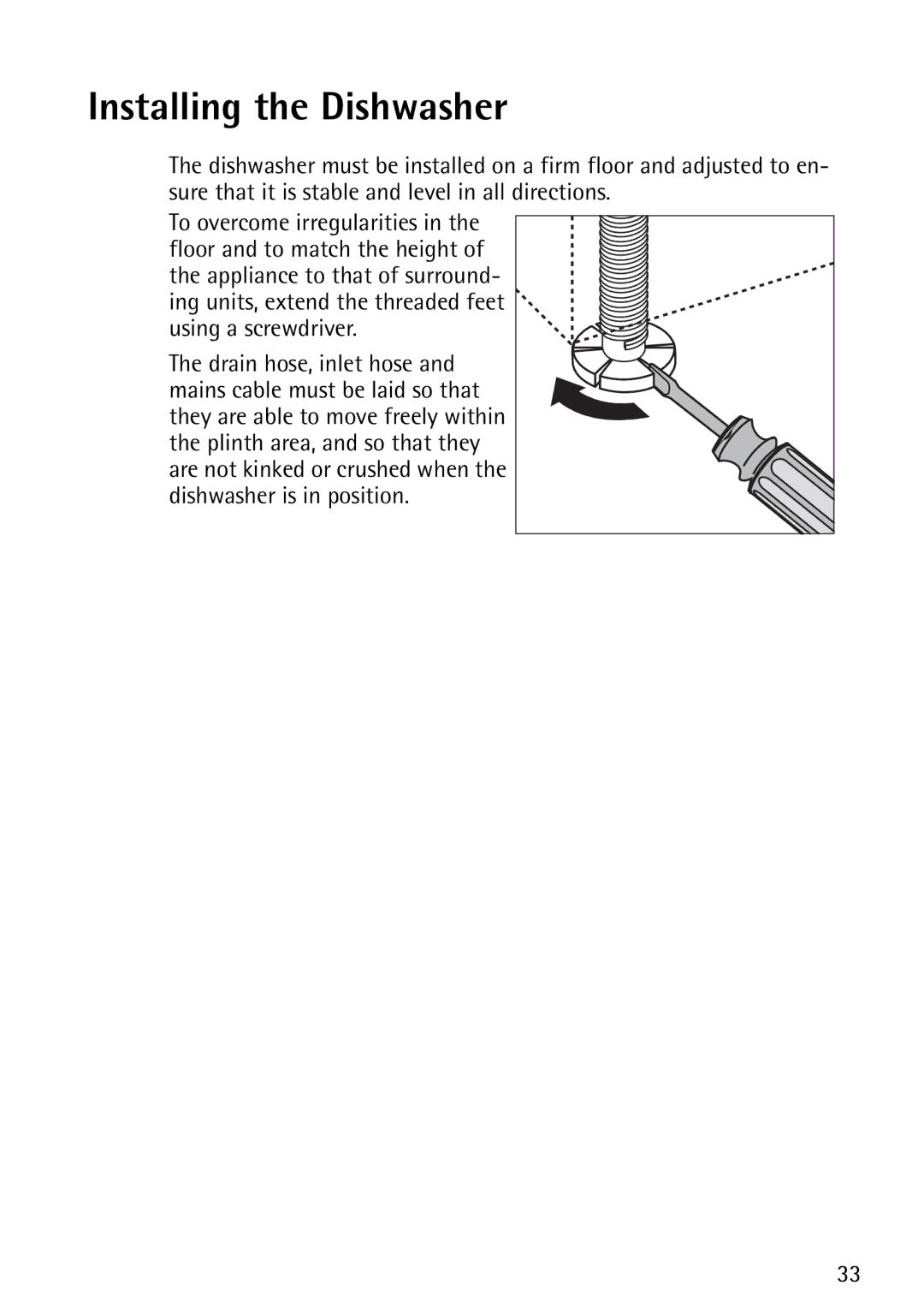 John Lewis JLDWS1202 instruction manual Installing the Dishwasher 