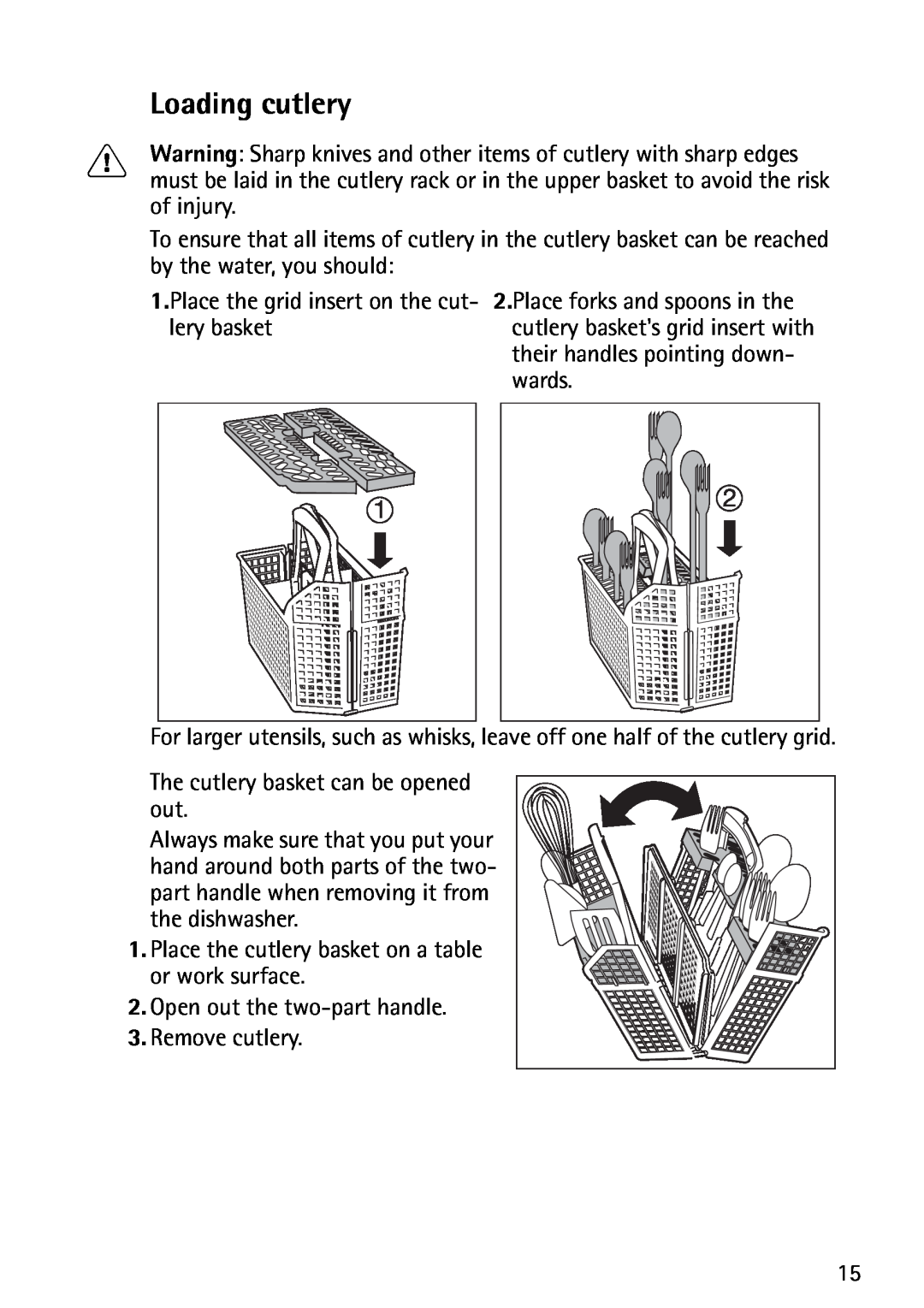John Lewis JLDWS1202 instruction manual Loading cutlery 