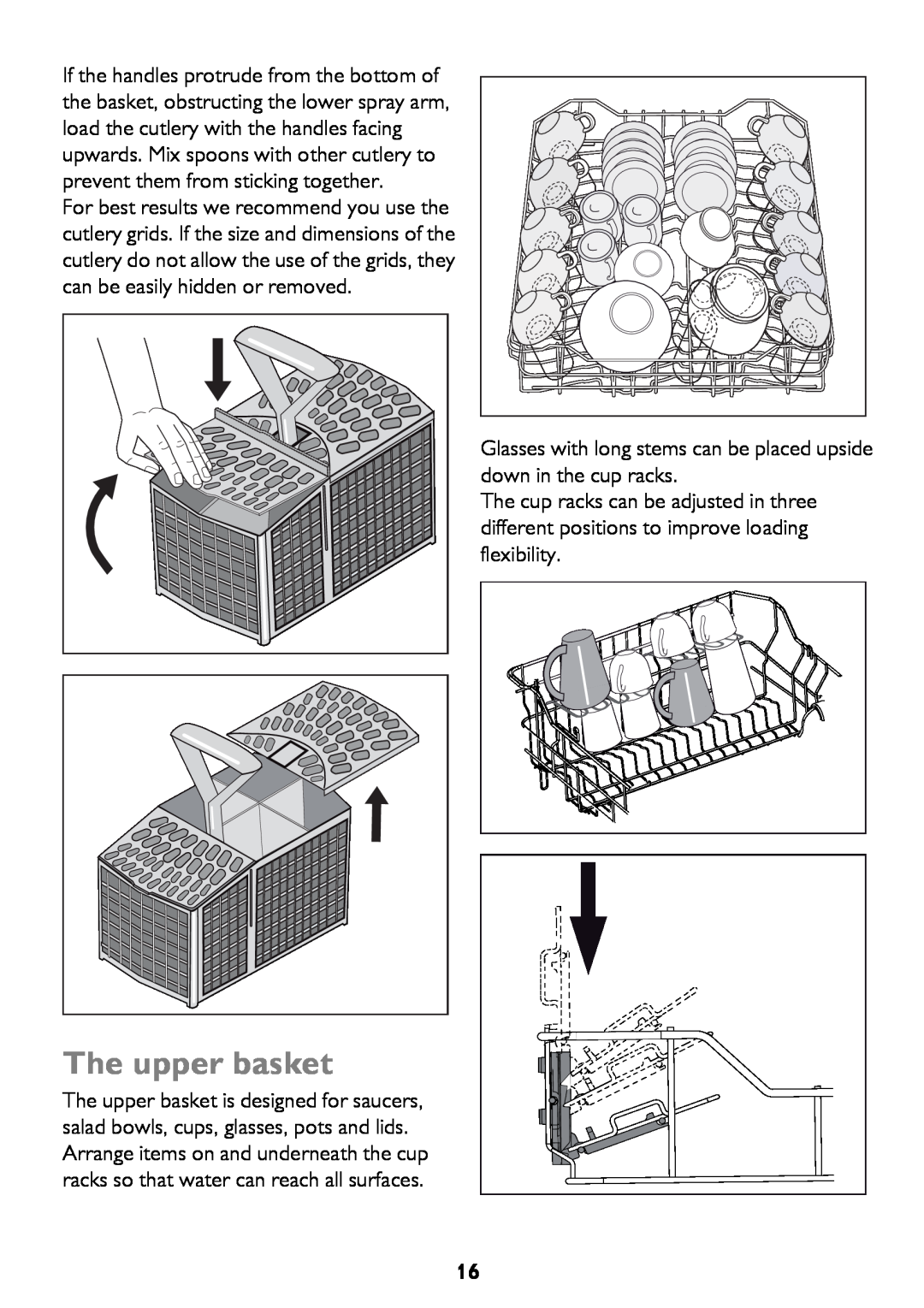 John Lewis JLDWS1208 instruction manual The upper basket 