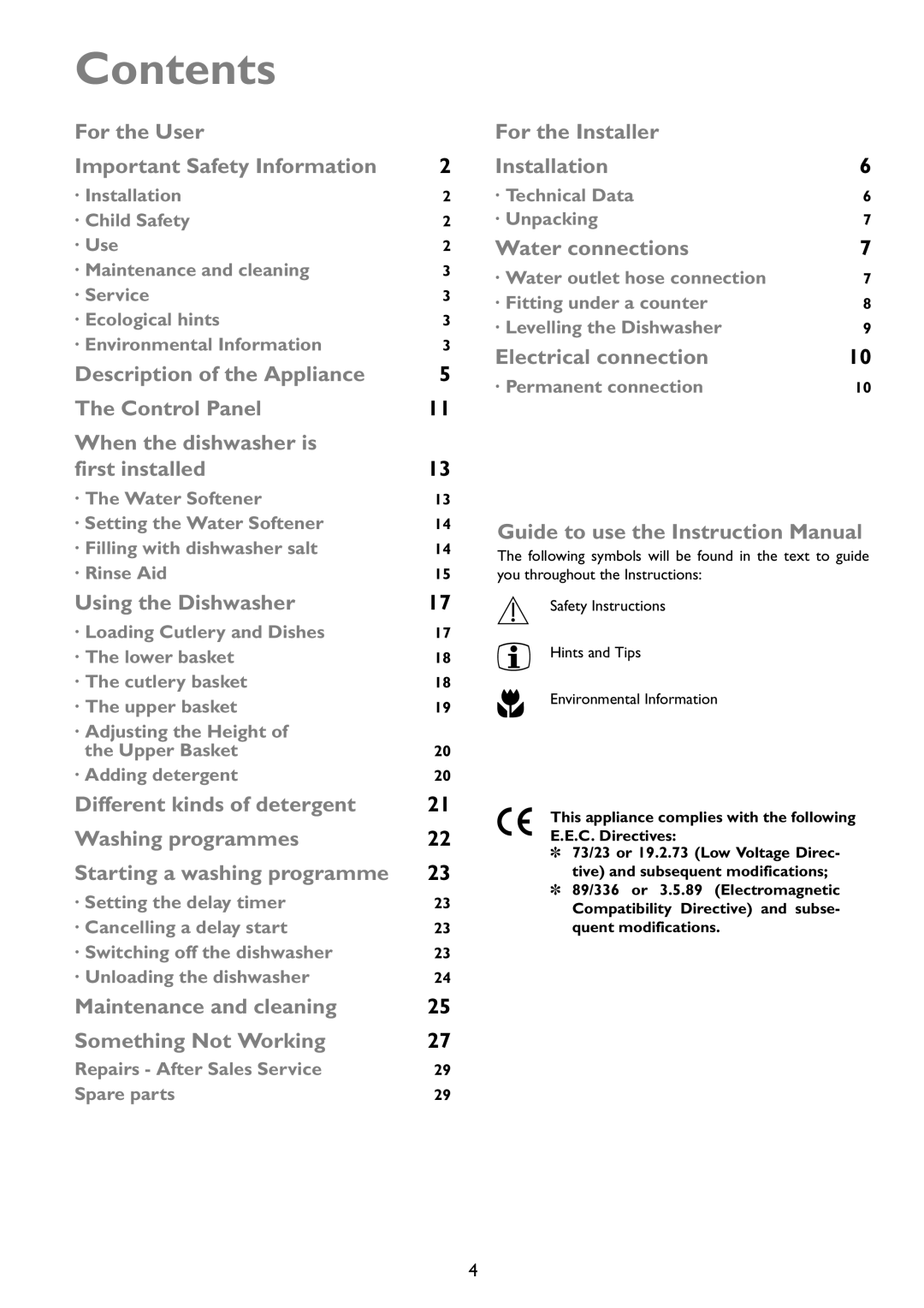 John Lewis JLDWW 1203 instruction manual Contents 