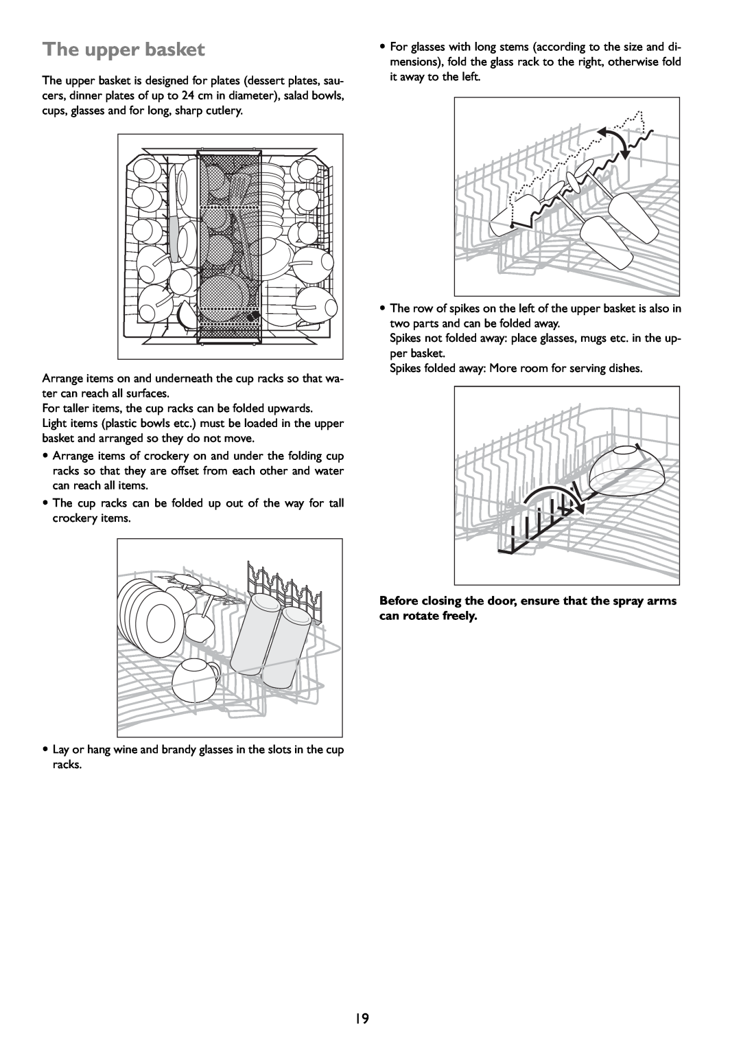 John Lewis JLDWW 1203 instruction manual The upper basket 