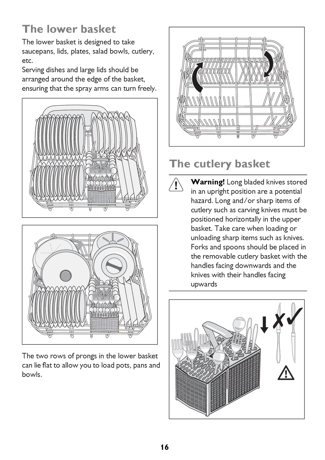 John Lewis JLDWW 1205 instruction manual Lower basket, Cutlery basket 