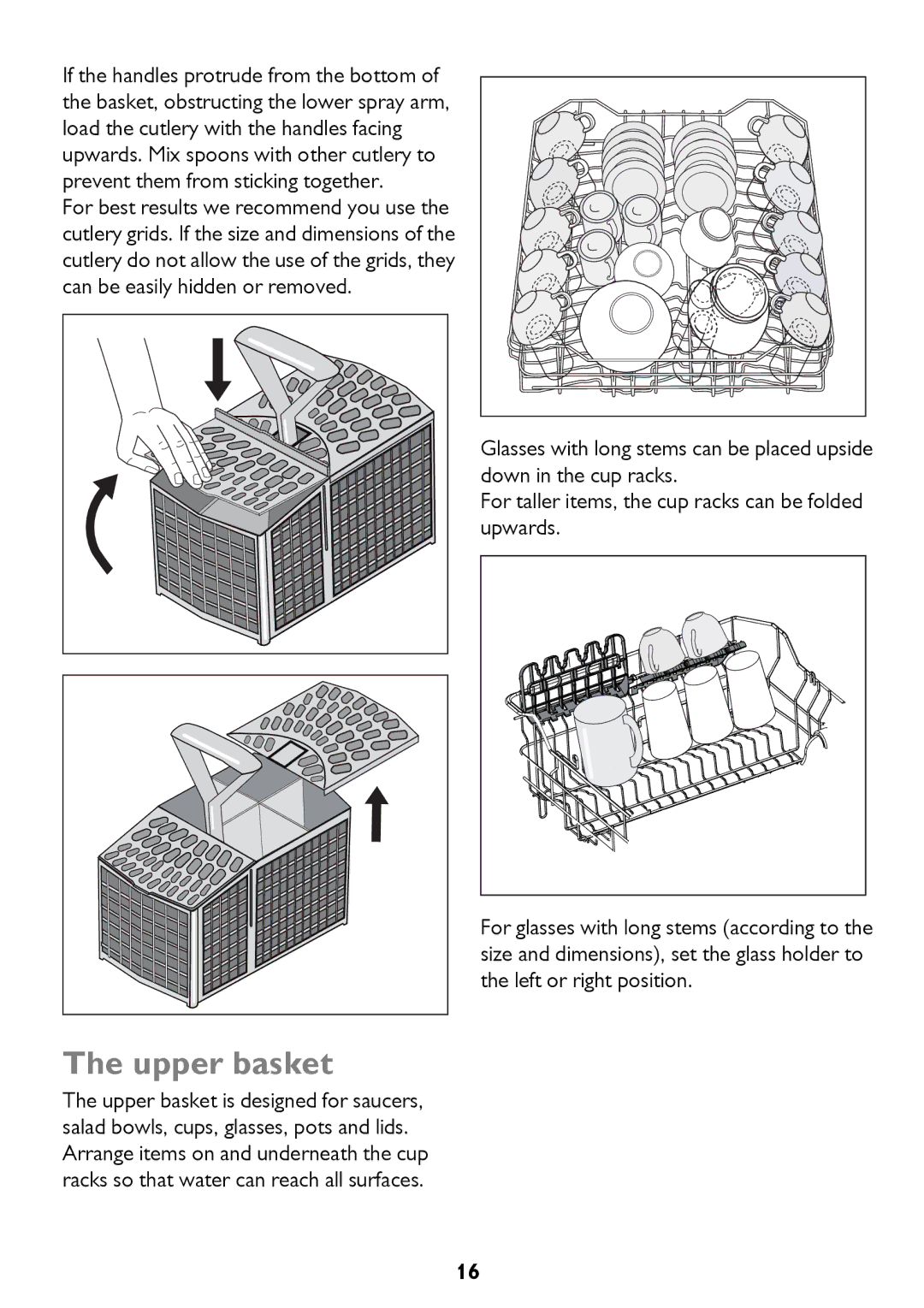 John Lewis JLDWW 1206 instruction manual Upper basket 