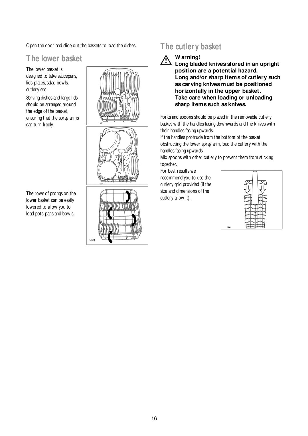 John Lewis JLDWW 905 instruction manual Lower basket, Cutlery basket, Cutlery allow it 