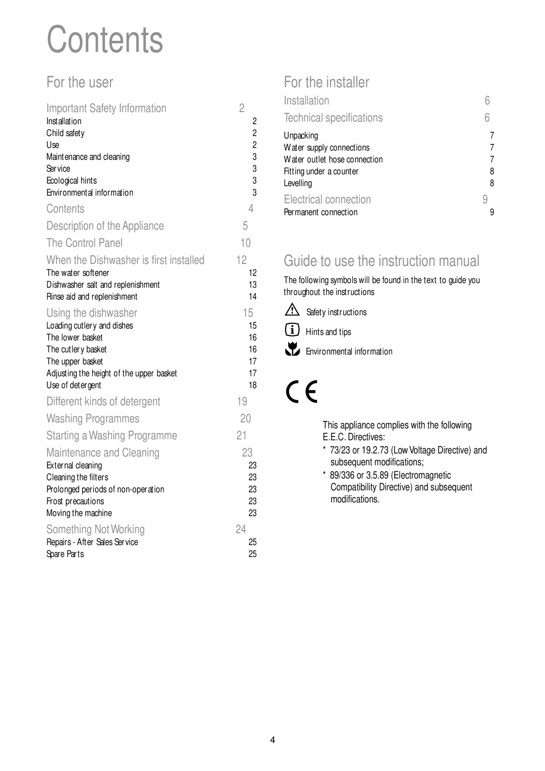 John Lewis JLDWW 905 instruction manual Contents 