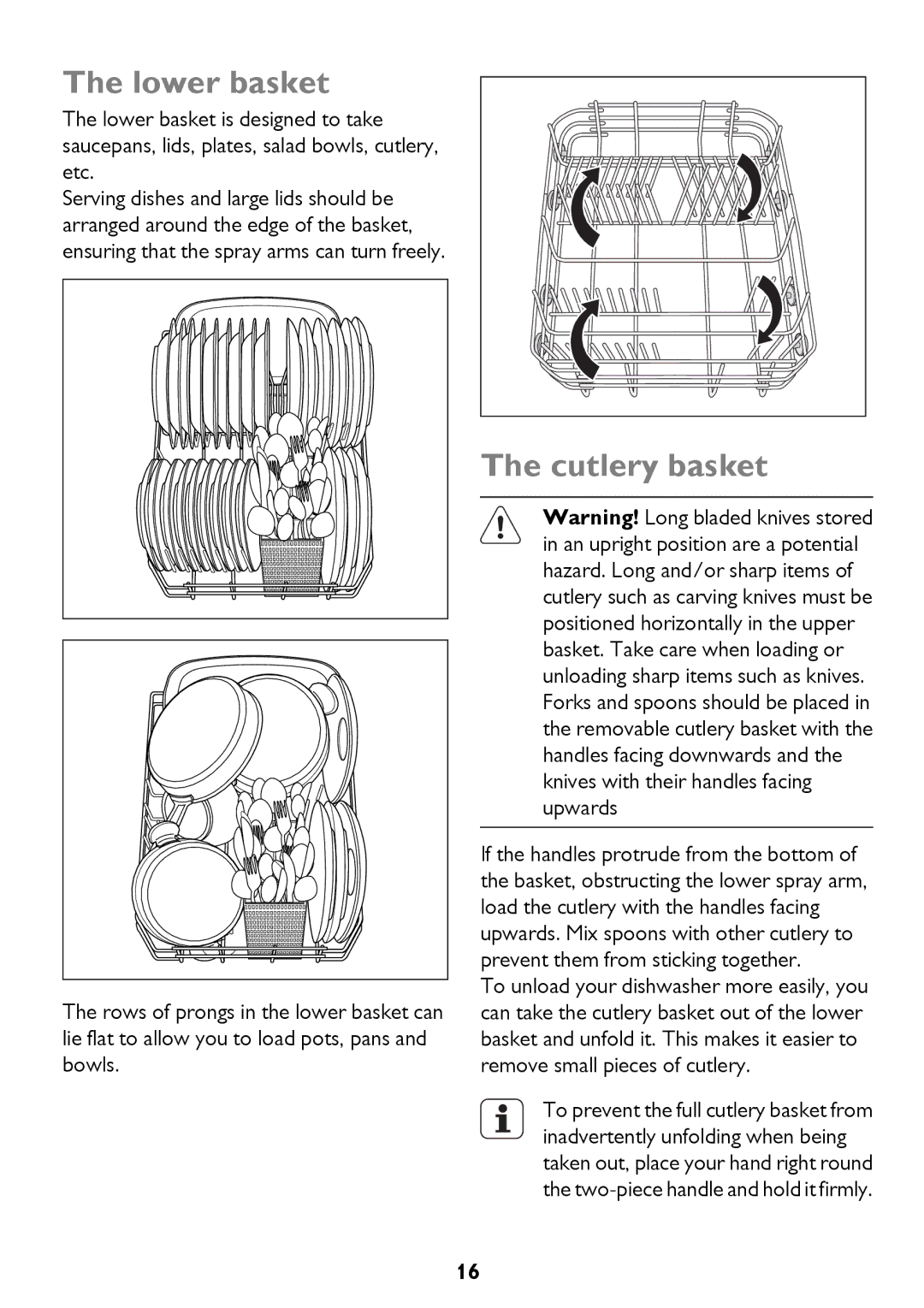 John Lewis JLDWW 906 instruction manual Lower basket, Cutlery basket 