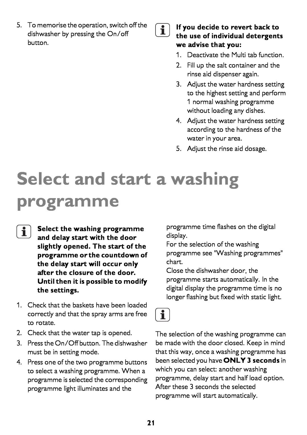 John Lewis JLDWW 906 instruction manual Select and start a washing programme 