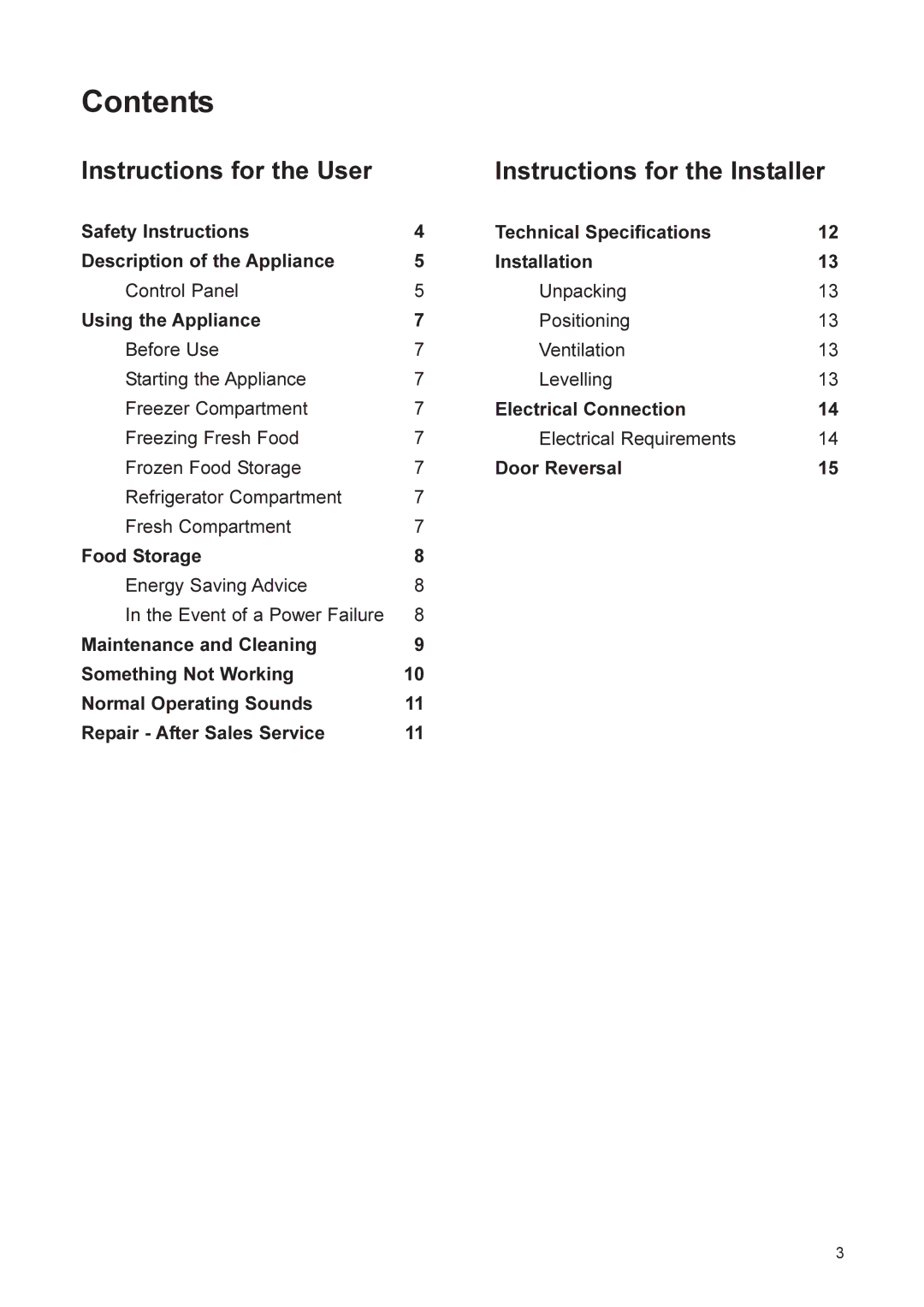 John Lewis JLFFS2002 manual Contents 