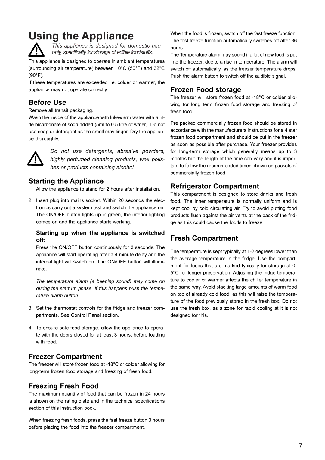 John Lewis JLFFS2002 manual Using the Appliance, Before Use 