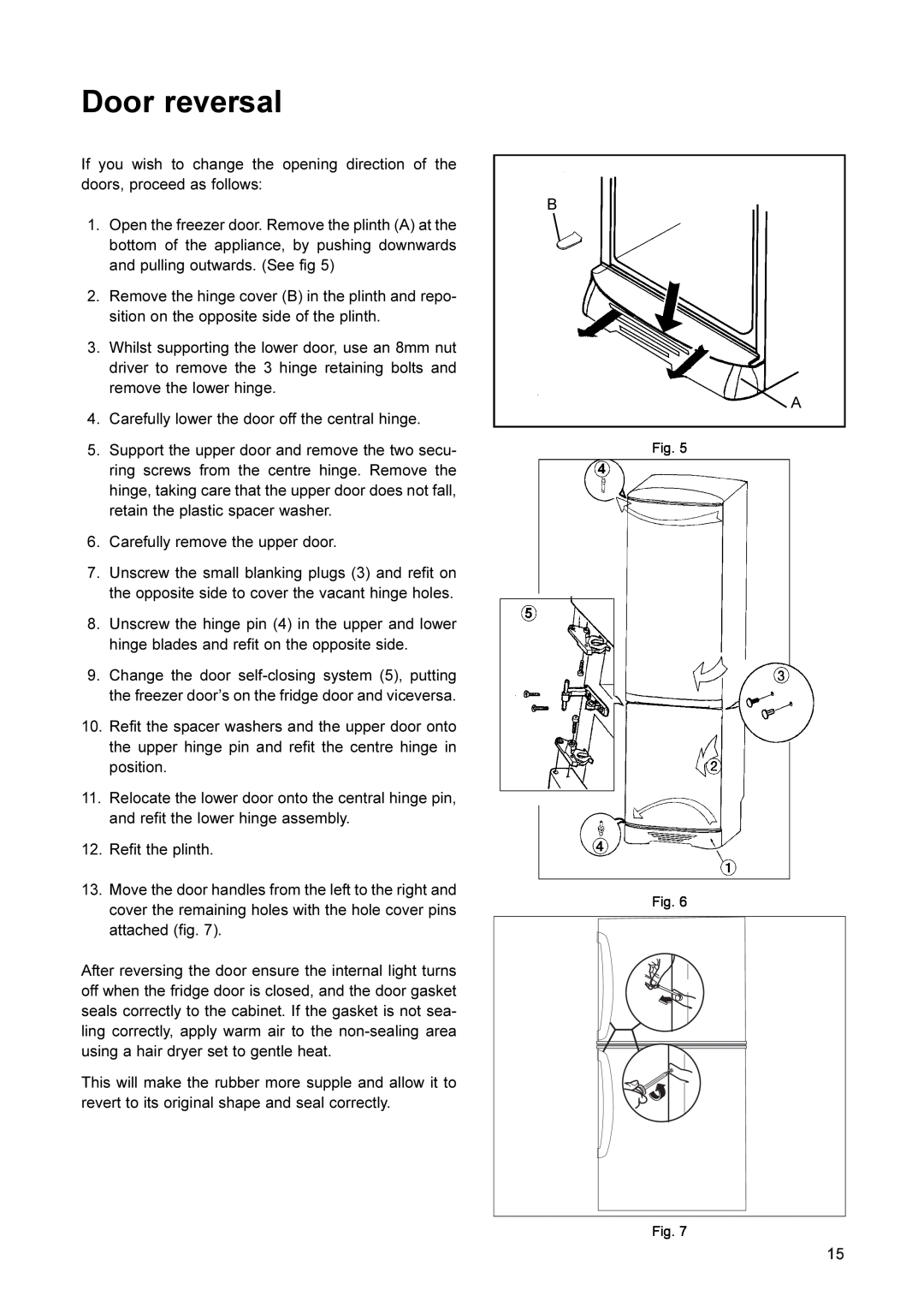 John Lewis JLFFW2001 manual Door reversal 