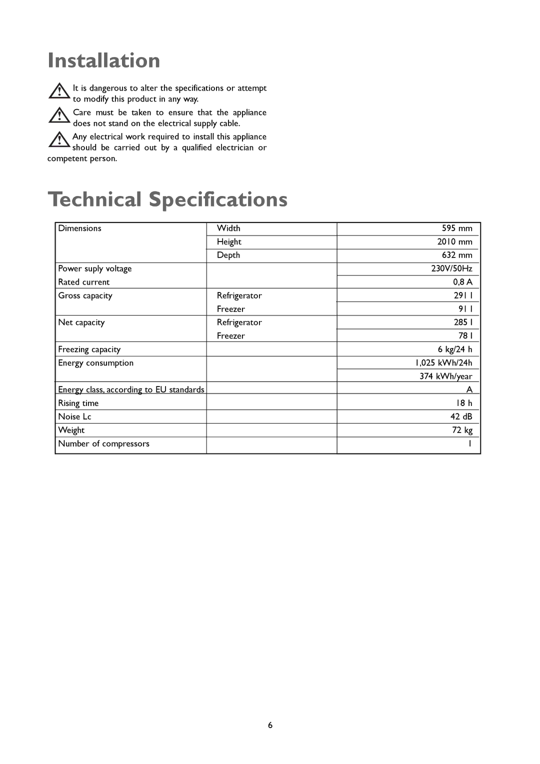 John Lewis JLFFW2004 instruction manual Installation 