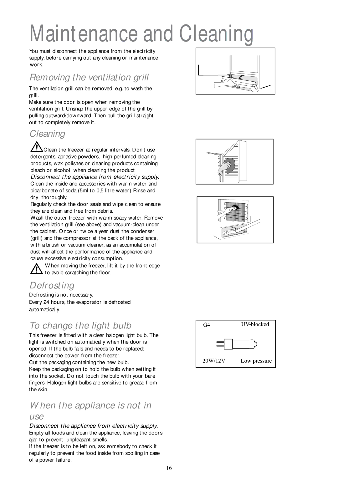 John Lewis JLFZW 1806 instruction manual Maintenance and Cleaning 