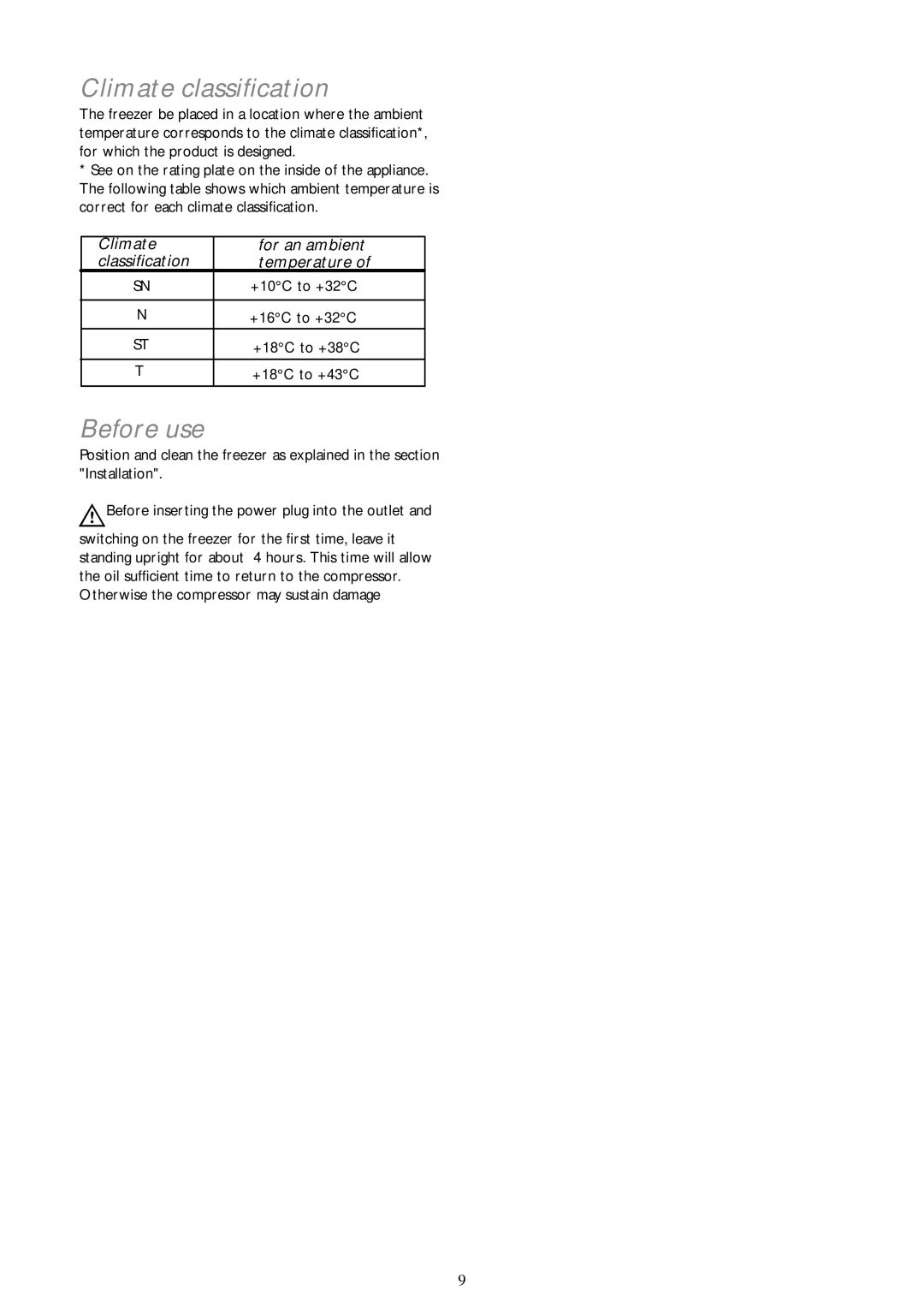 John Lewis JLFZW 1806 instruction manual Climate classification, Before use, Climate For an ambient, Temperature 