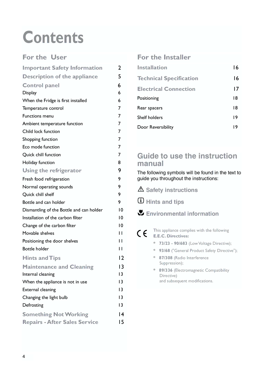 John Lewis JLLFW1809 instruction manual Contents 