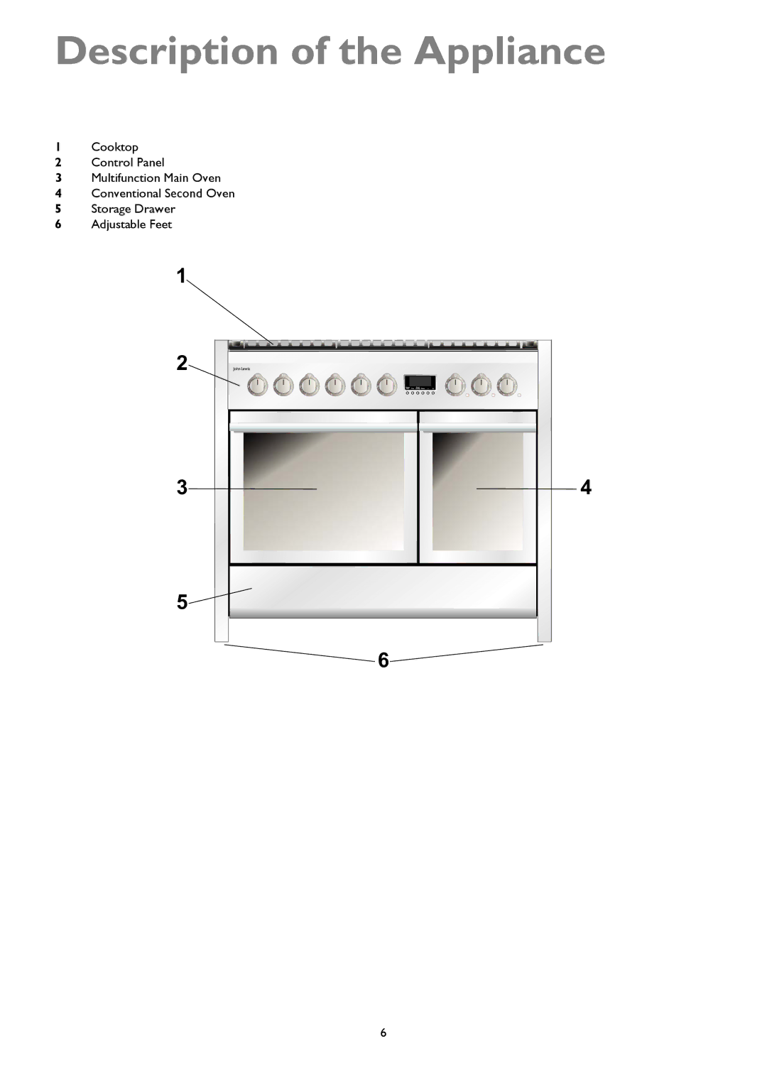 John Lewis JLRC101 instruction manual Description of the Appliance 