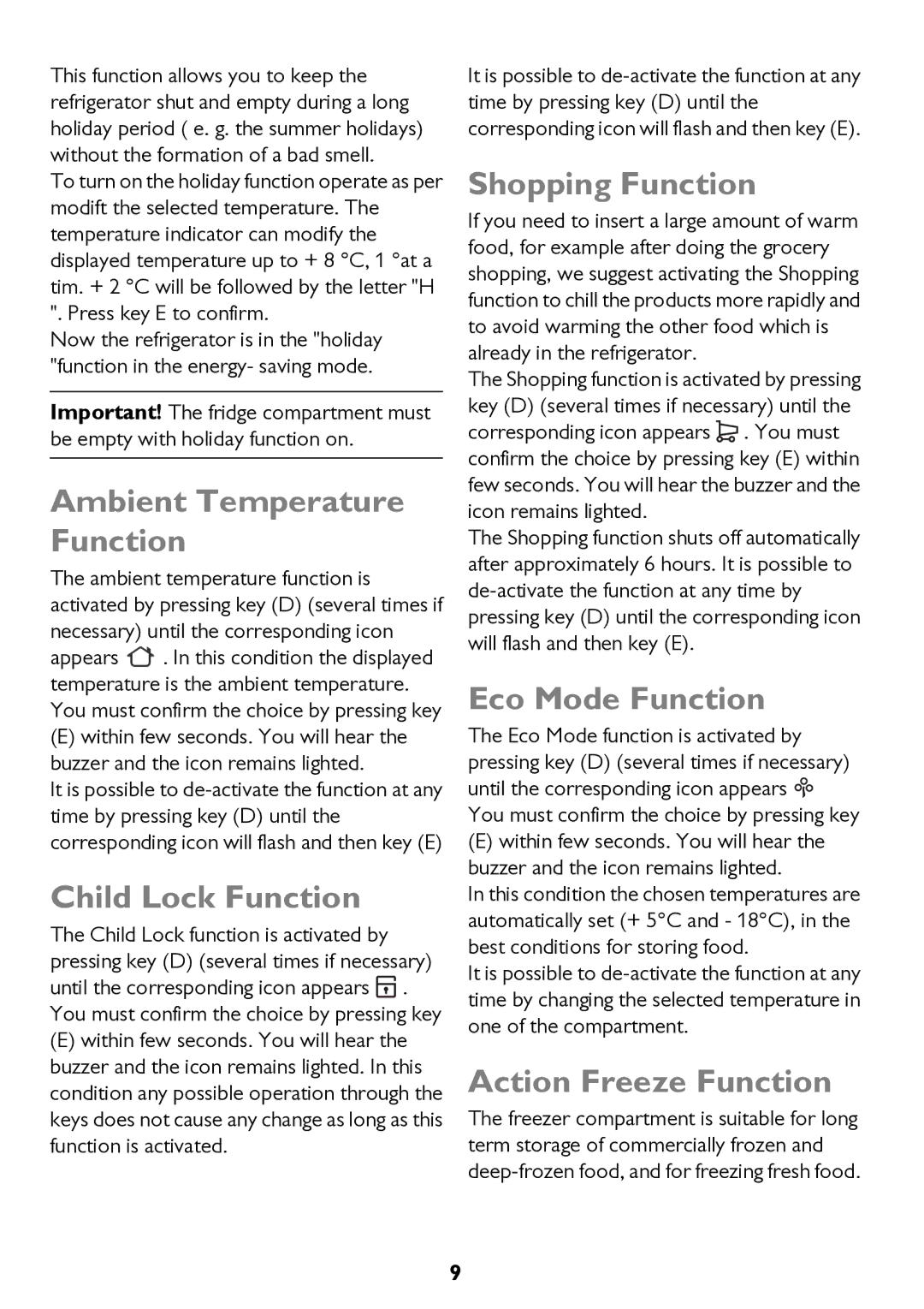 John Lewis JLFFW2012, JLSS1814 Ambient Temperature Function, Child Lock Function, Shopping Function, Eco Mode Function 