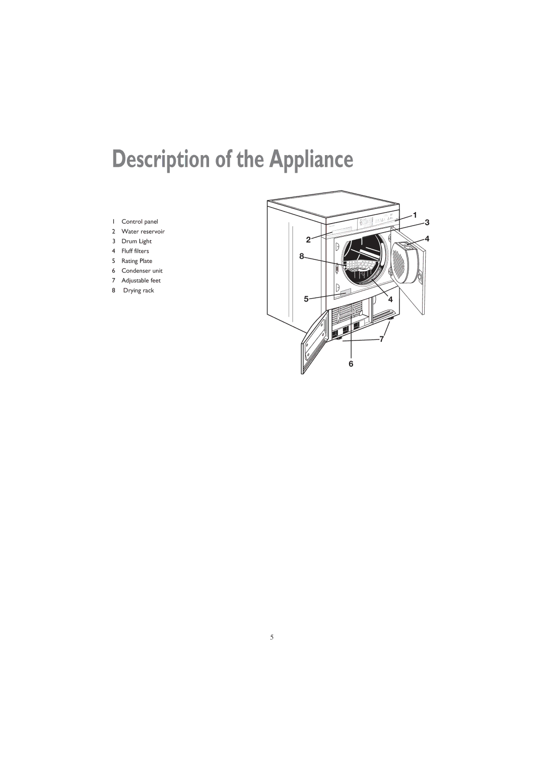 John Lewis JLTDC 07 instruction manual Description of the Appliance 