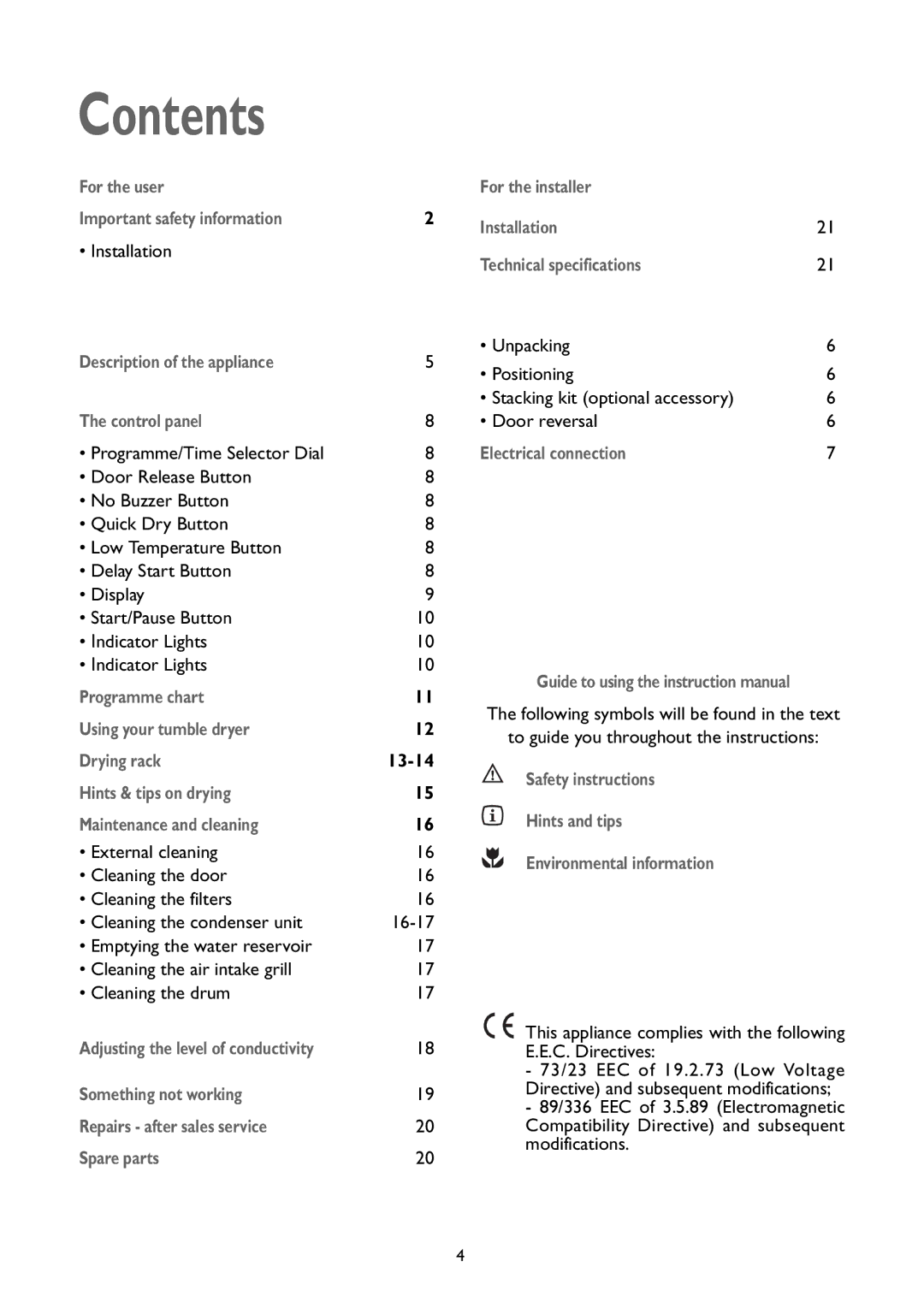 John Lewis JLTDC 09 instruction manual Contents 