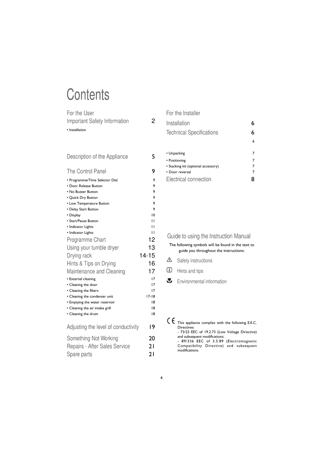 John Lewis JLTDC06 instruction manual Contents 