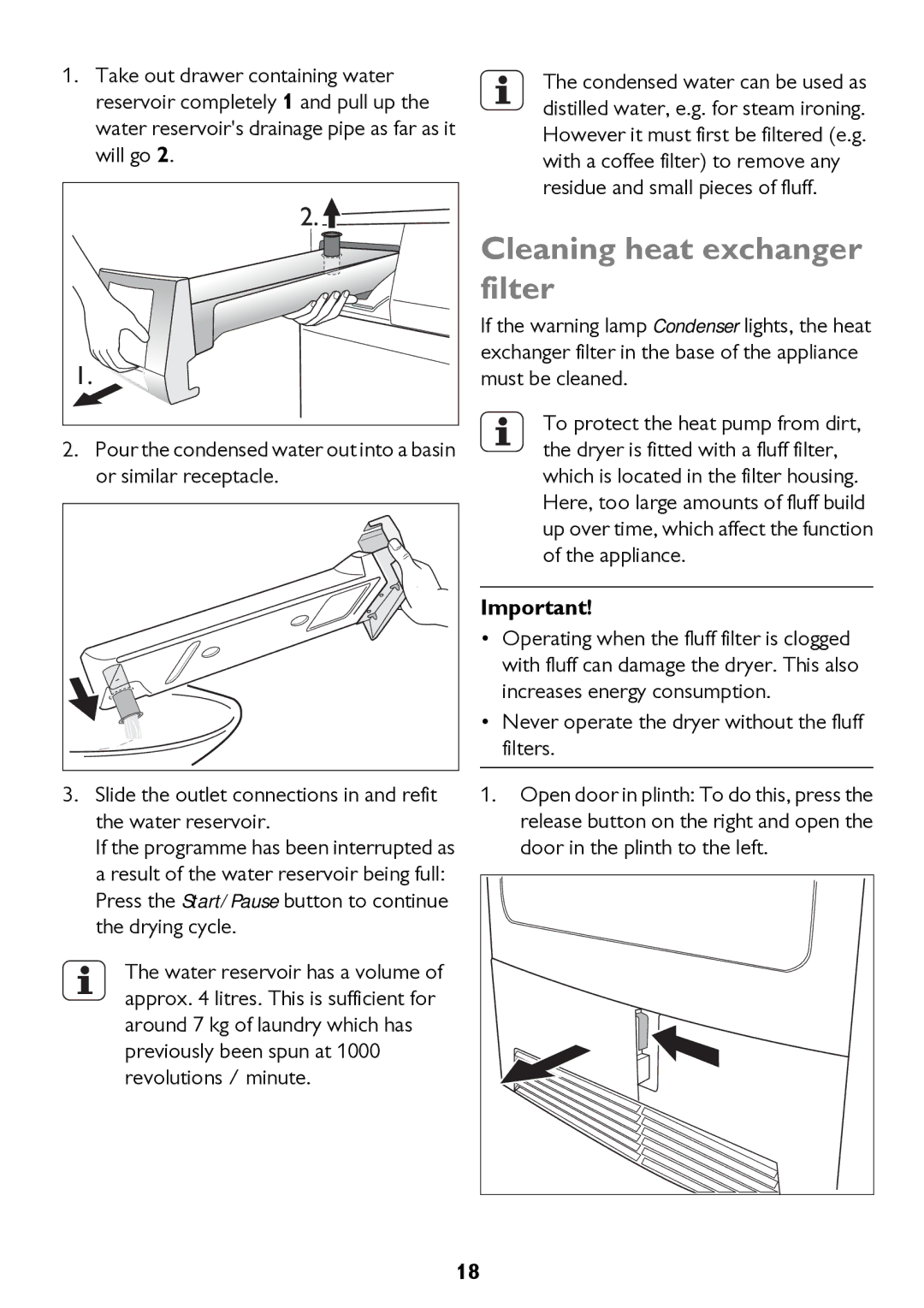 John Lewis JLTDC10 instruction manual Cleaning heat exchanger filter 