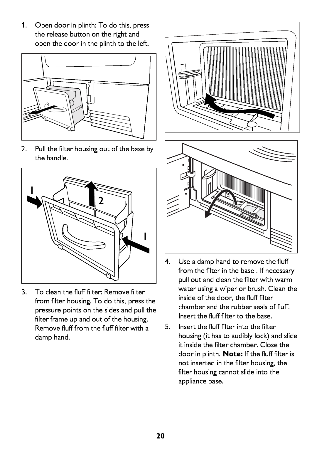 John Lewis JLTDH15 instruction manual Pull the filter housing out of the base by the handle 