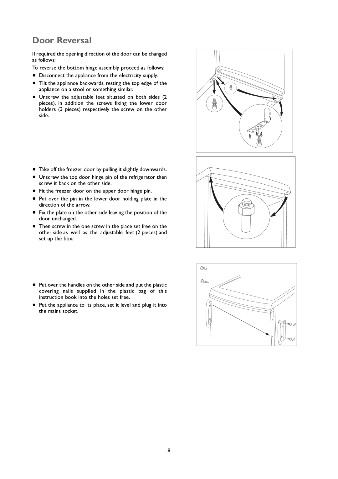 John Lewis JLUCLFW6003 instruction manual Door Reversal 
