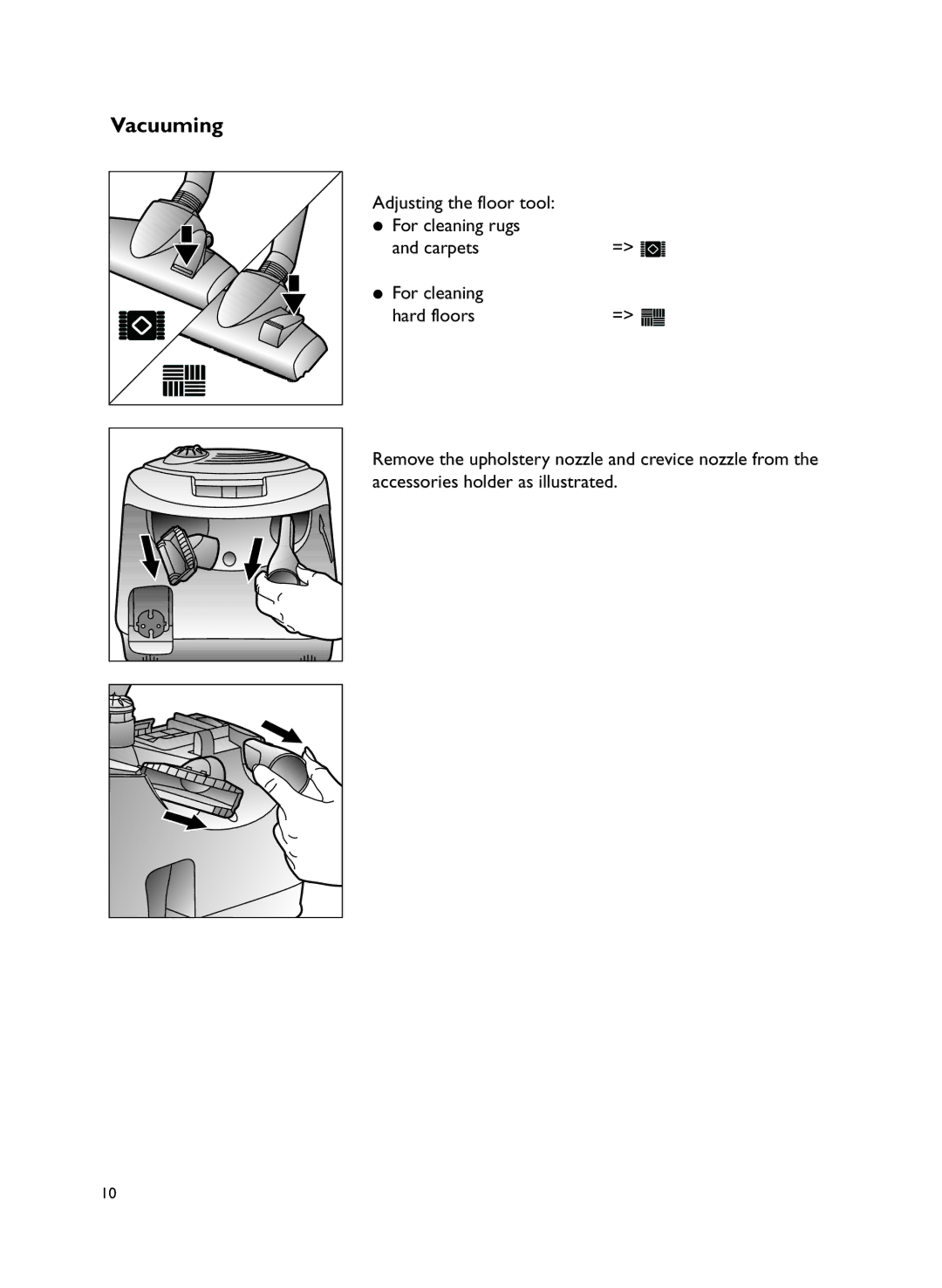 John Lewis JLVS06 instruction manual Vacuuming 