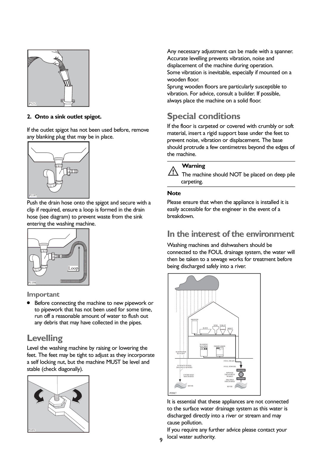 John Lewis JLWD 1408 Levelling, Special conditions, Interest of the environment, Onto a sink outlet spigot 