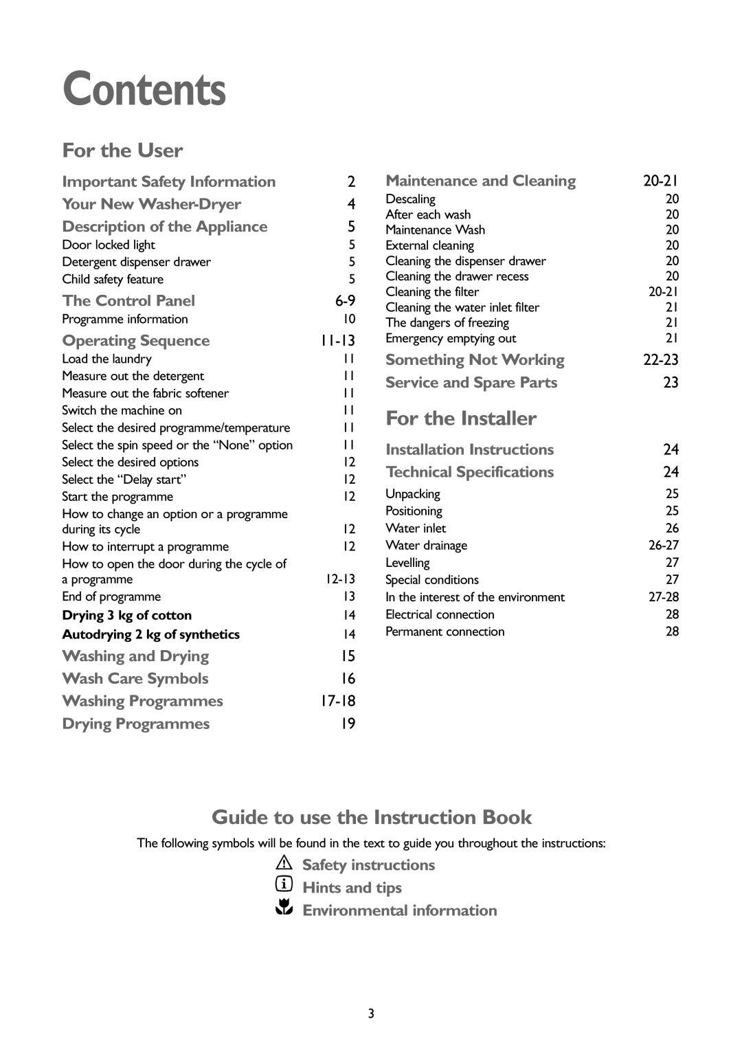 John Lewis JLWD1404 instruction manual Contents 