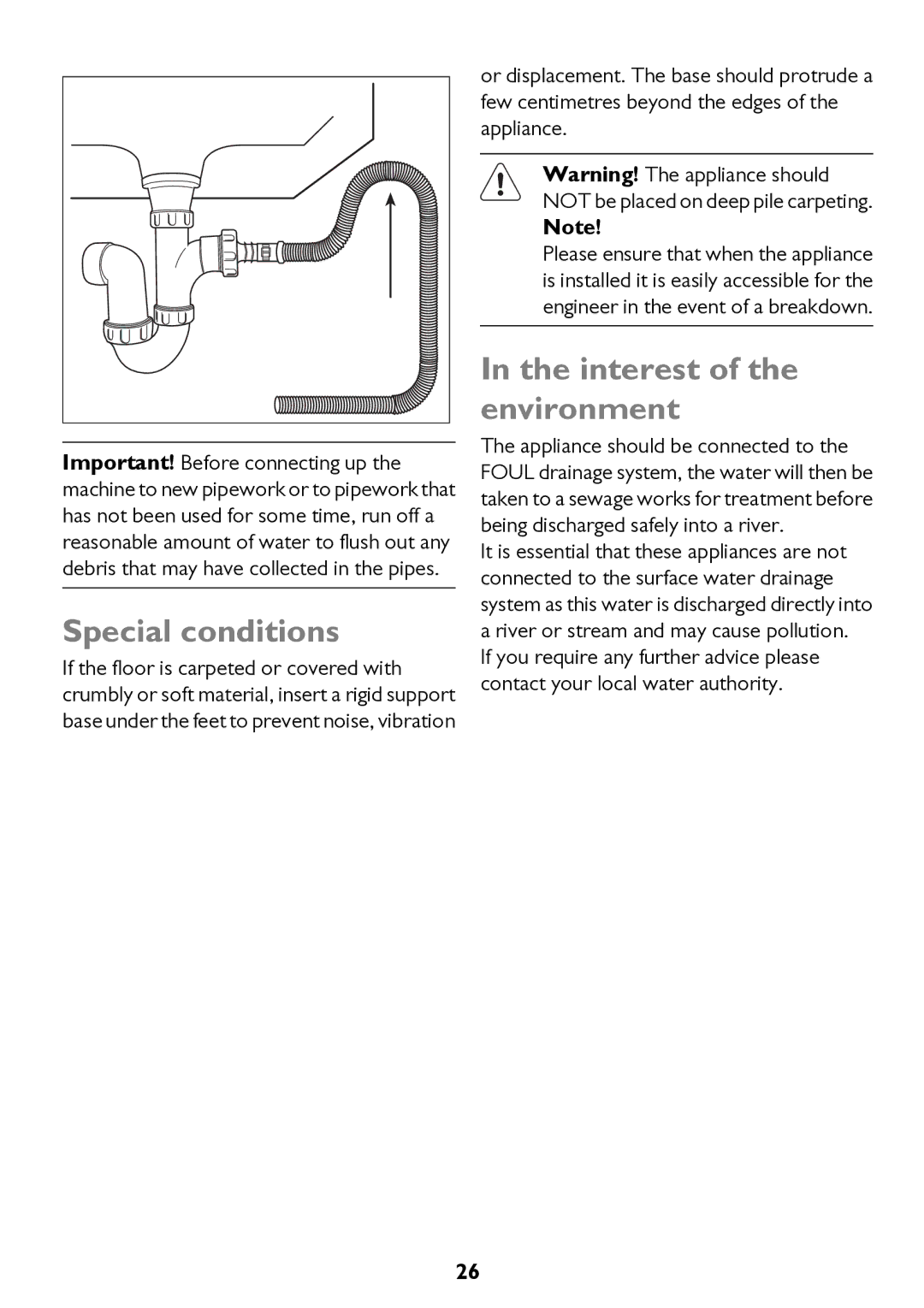 John Lewis JLWM 1200 instruction manual Special conditions, Interest of the environment 