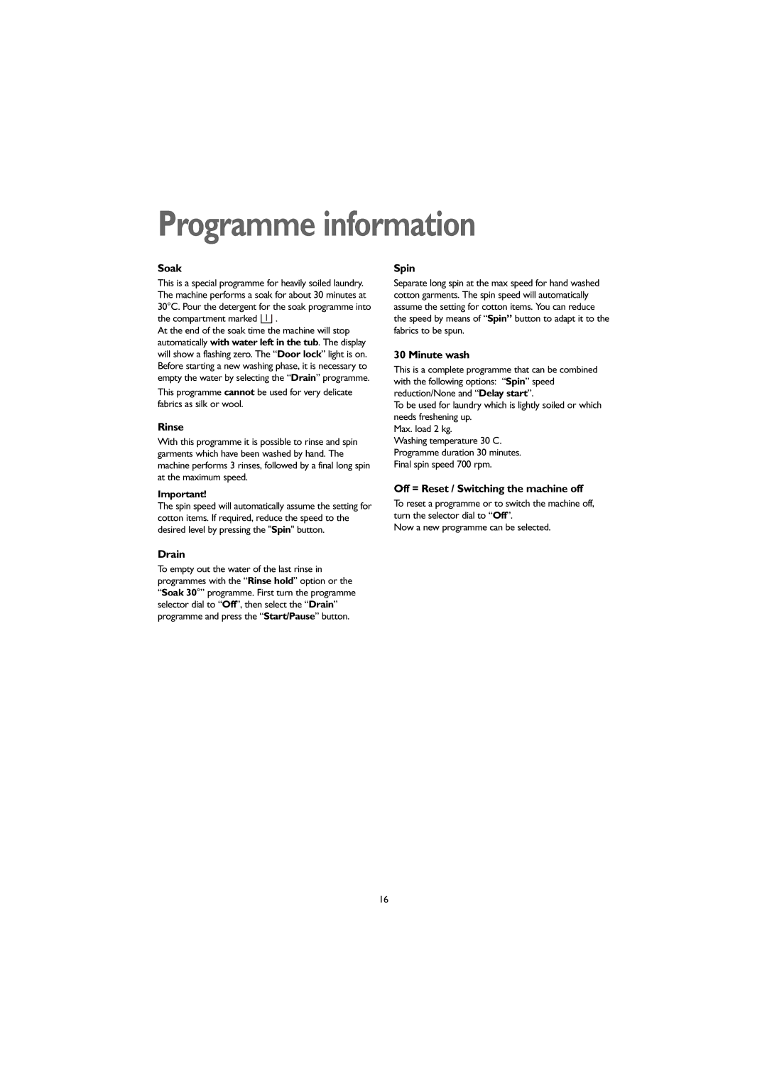 John Lewis JLWM 1203 instruction manual Programme information, Compartment marked 