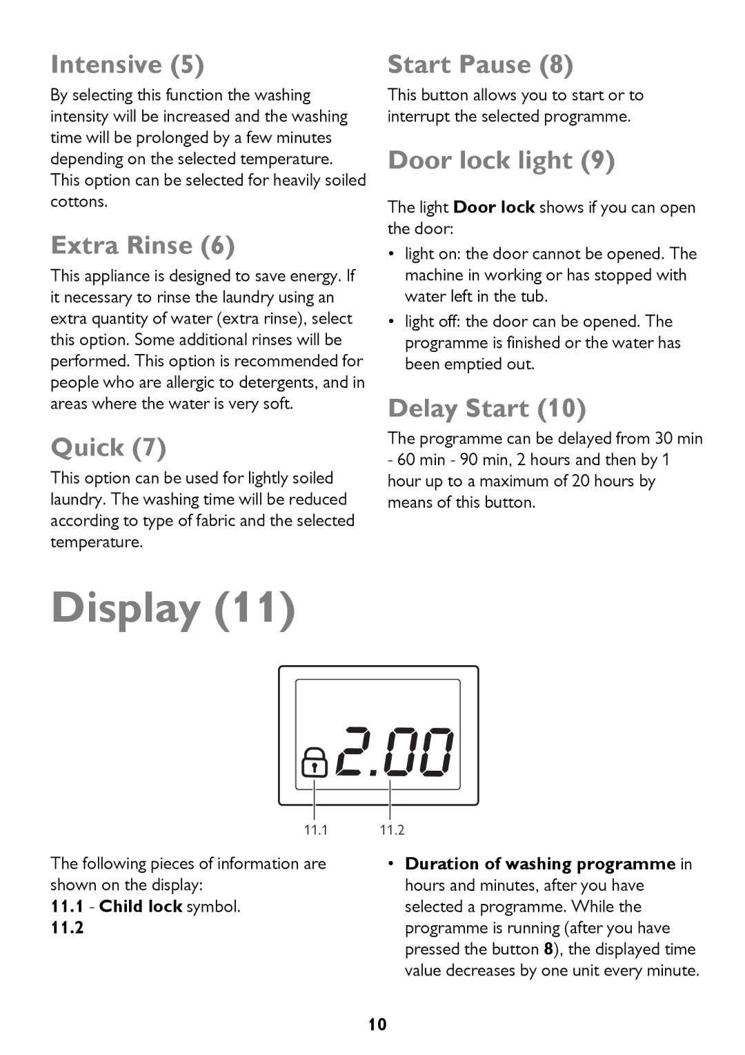 John Lewis JLWM 1404 instruction manual Display 