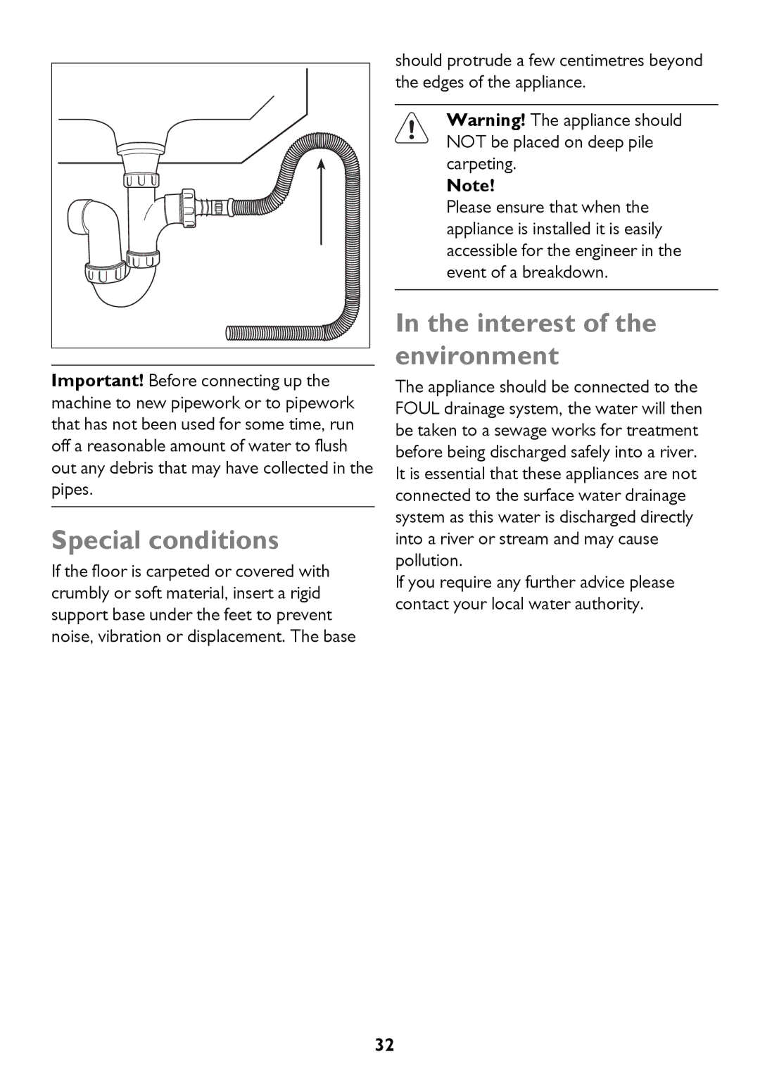 John Lewis JLWM 1404 instruction manual Special conditions, Interest of the environment 