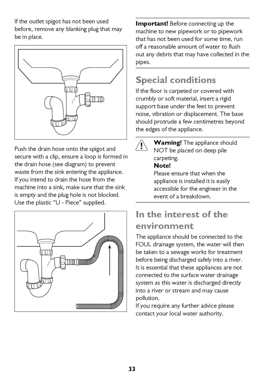 John Lewis JLWM 1604 instruction manual Special conditions, Interest of the environment 