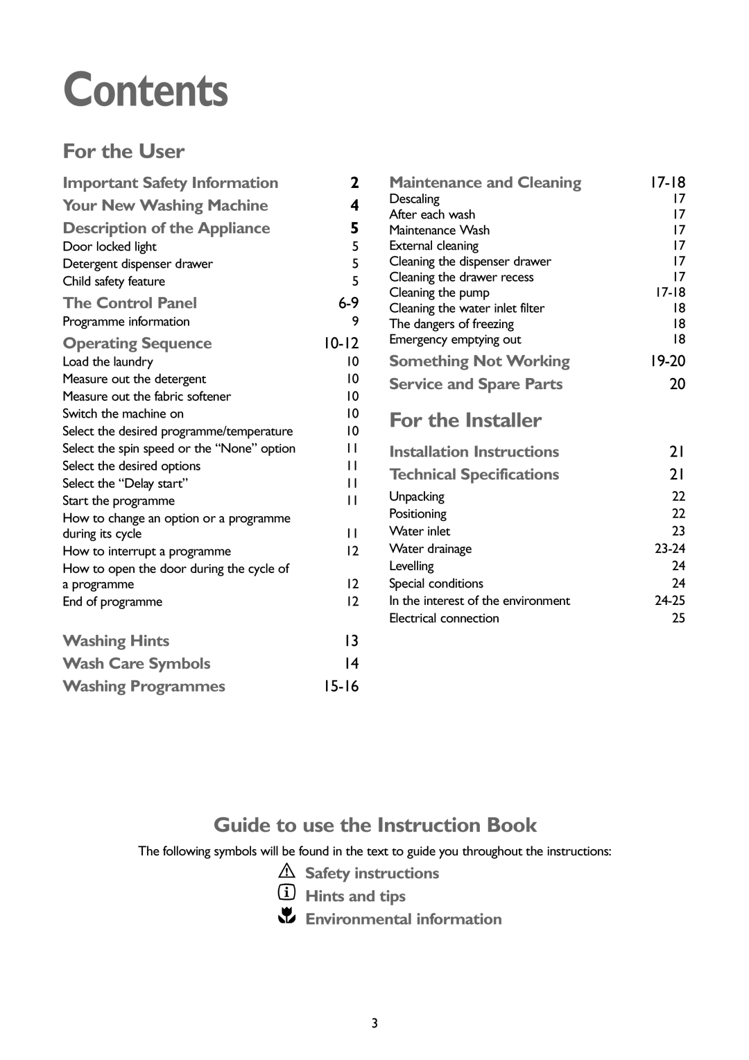 John Lewis JLWM1402 1400 instruction manual Contents 