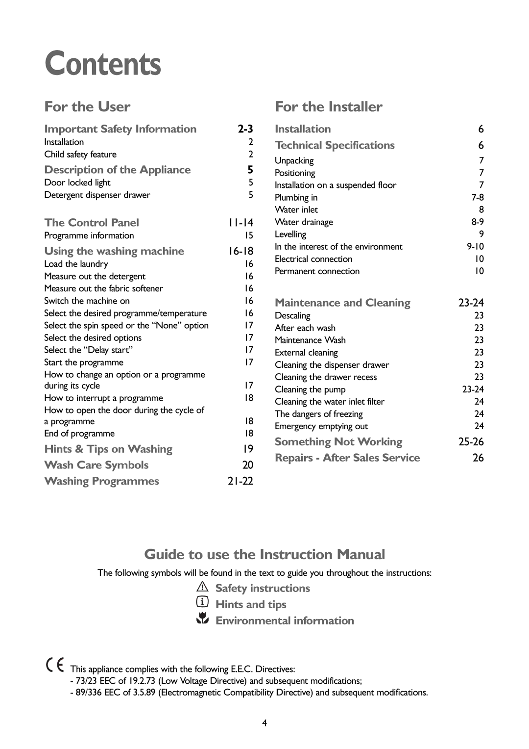 John Lewis JLWM1403, JLWM1202 instruction manual Contents 