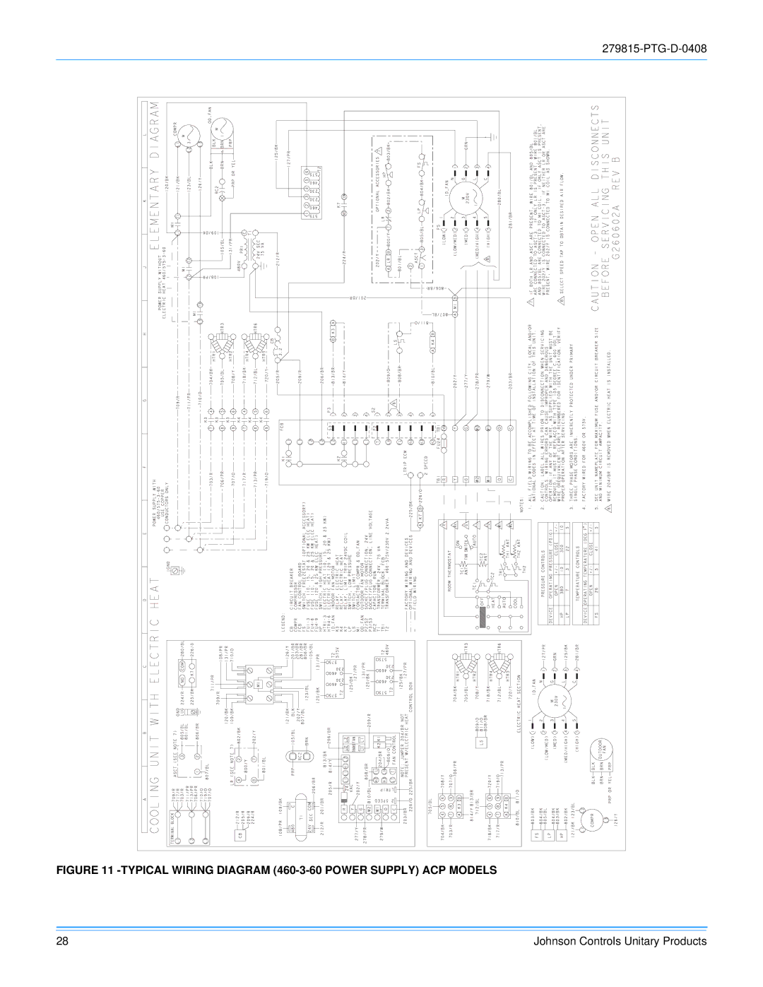 Johnson Controls ACPU024 THRU 060 manual Typical Wiring Diagram 460-3-60 Power Supply ACP Models 