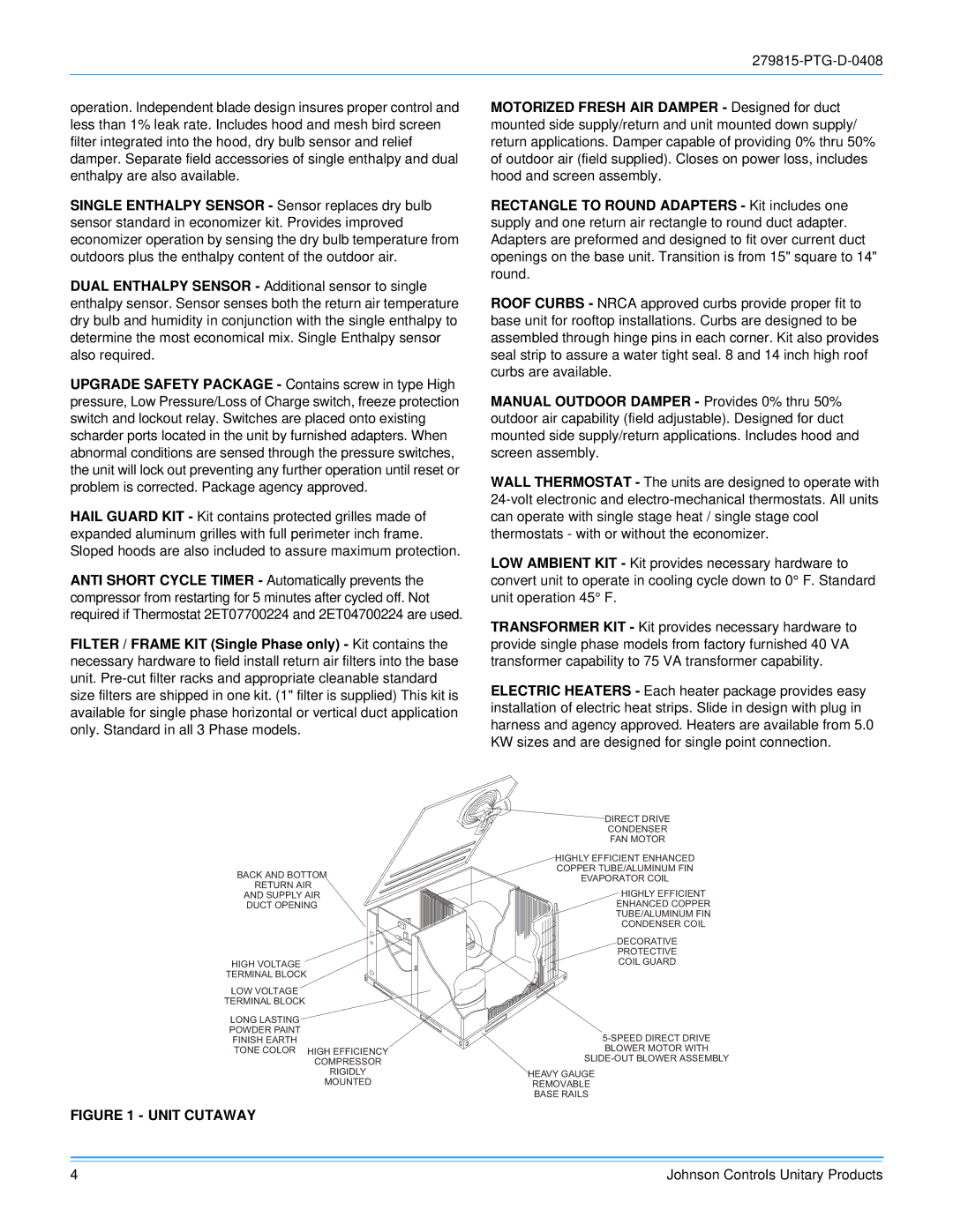 Johnson Controls ACPU024 THRU 060 manual Unit Cutaway 