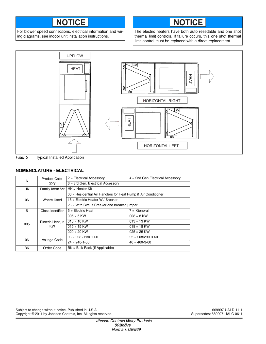 Johnson Controls AHE, AHR installation manual Nomenclature Electrical, Typical Installed Application 