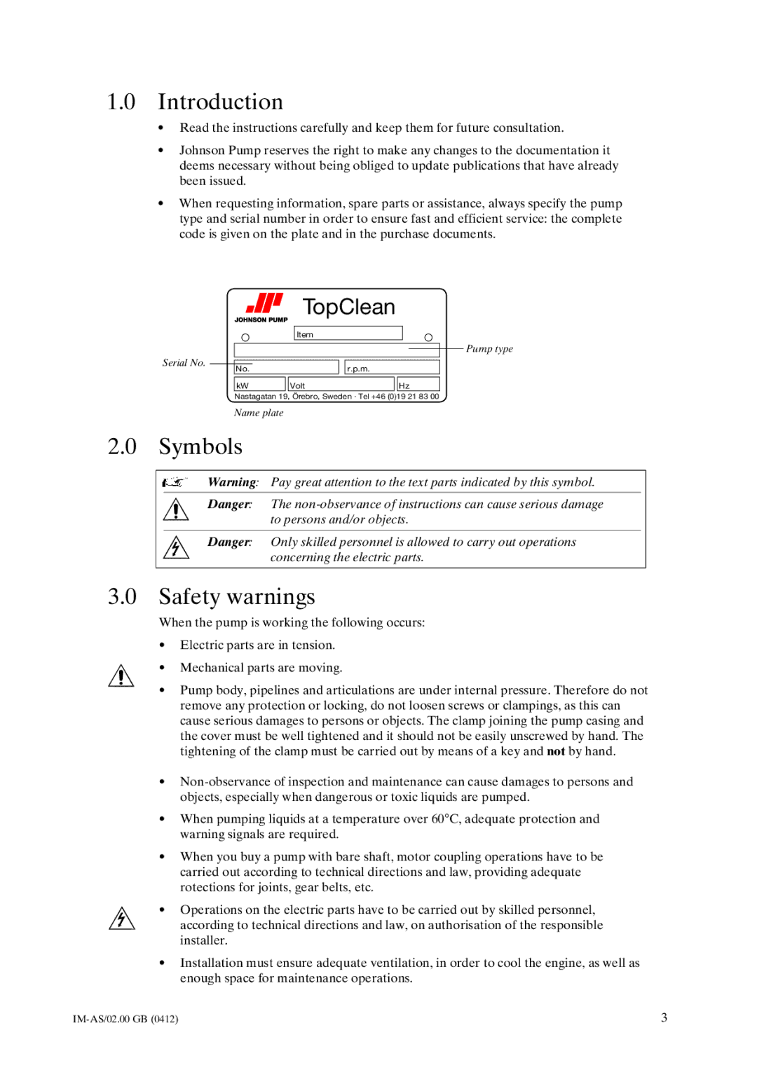 Johnson Controls AS instruction manual Introduction, Symbols Safety warnings 