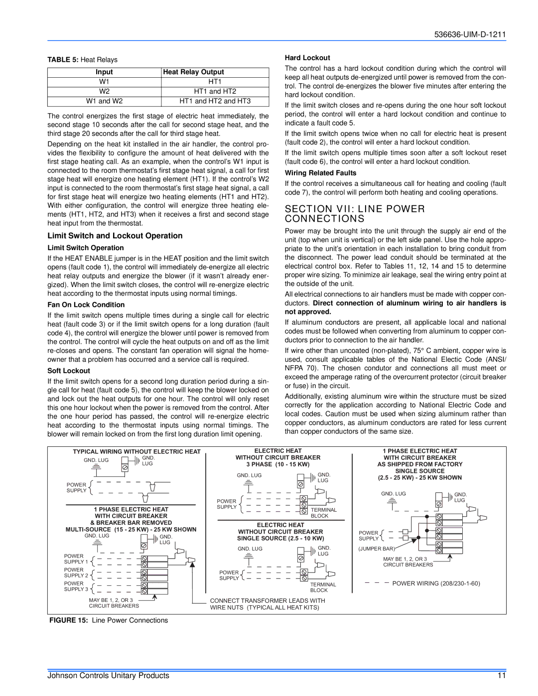 Johnson Controls AV*(C) Series installation manual Section VII Line Power Connections, Limit Switch and Lockout Operation 