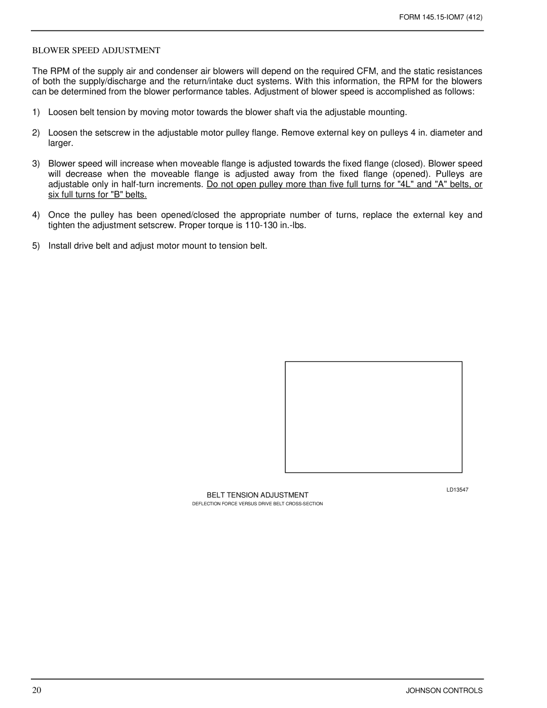 Johnson Controls CSV060B-240B installation instructions Blower Speed Adjustment 